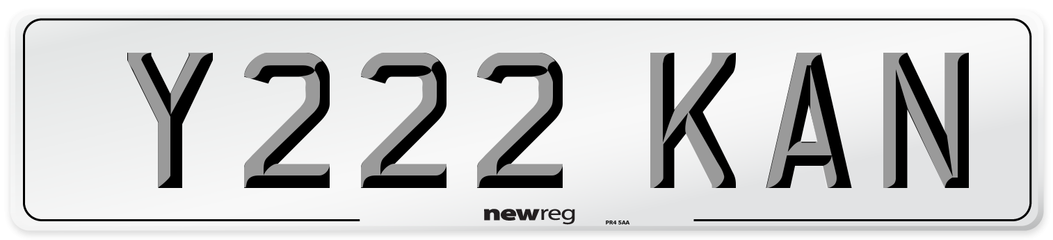 Y222 KAN Number Plate from New Reg